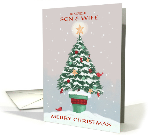 Son and Wife Christmas Tree with Gold Star card (1812846)