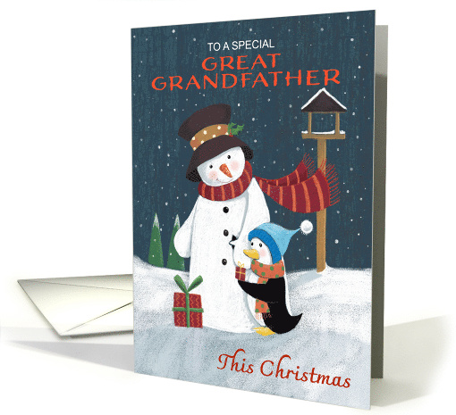 Great Grandfather Christmas Snowman with Penguin card (1812934)