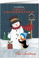 Great Grandfather Christmas Snowman with Penguin card