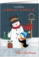 Great Uncle Christmas Snowman with Penguin card