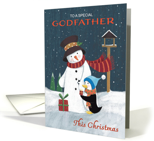 Godfather Christmas Snowman with Penguin card (1812948)