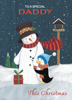 Daddy Christmas Snowman with Penguin