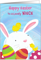 Niece Happy Easter Bunny with Chicks and Eggs card