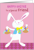 Friend Happy Easter White Bunny with Easter Eggs card