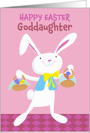 Goddaughter Happy Easter White Bunny with Easter Eggs card