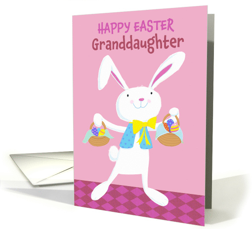 Granddaughter Happy Easter White Bunny with Easter Eggs card (1828700)