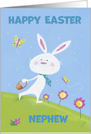 Nephew Happy Easter White Bunny and Butterflies card