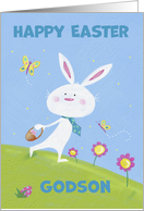 Godson Happy Easter White Bunny and Butterflies card