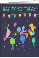 Happy Birthday Party Parrots card