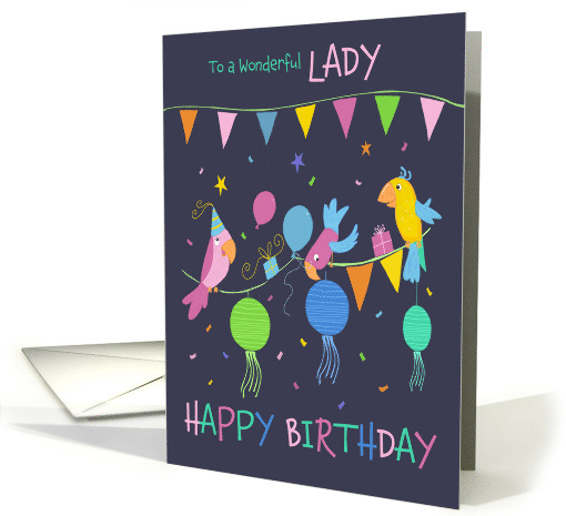 Wonderful Lady Happy Birthday Party Parrots card (1835676)