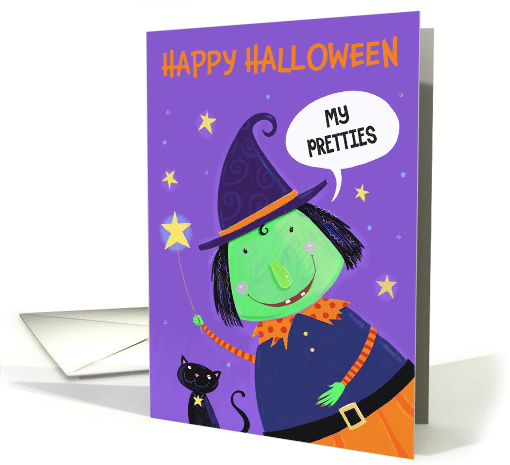 Happy Halloween My Pretties Witch and Cat card (1873916)