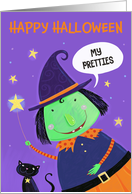 Happy Halloween My Pretties Witch and Cat card