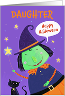 Daughter Happy Halloween Witch and Cat card