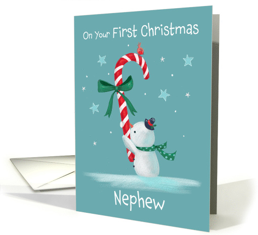 Nephew First Christmas Snowman Candy Cane card (1887454)