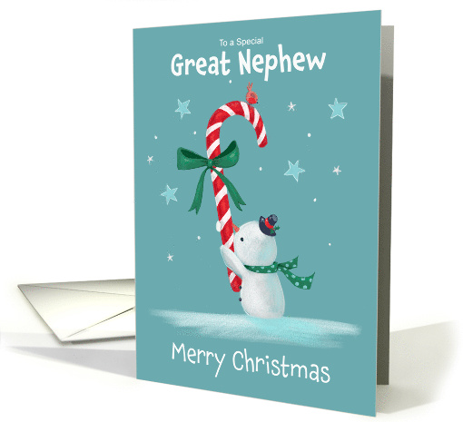 Great Nephew Christmas Snowman Candy Cane card (1887702)
