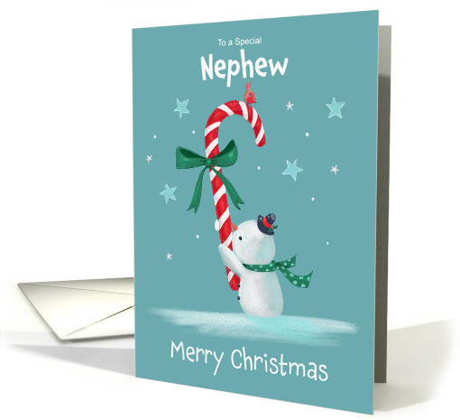 Nephew Christmas Snowman Candy Cane card (1887706)