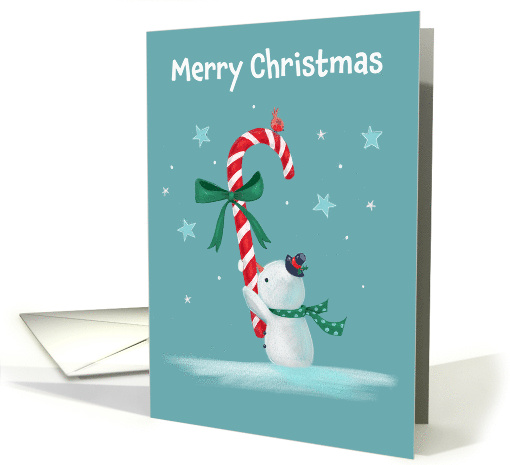 Merry Christmas Snowman Candy Cane card (1887716)