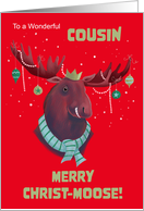 Cousin Merry Christ Moose Pun Red card