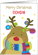 Cousin Christmas Cute Colorful Reindeer card