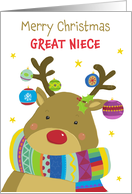 Great Niece Christmas Cute Colorful Reindeer card