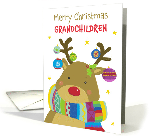 Grandchildren Christmas Cute Colorful Reindeer card (1891234)