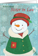 Sister in Law Christmas Cute Girl Snowman card