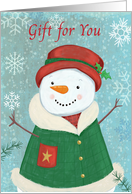 Christmas Gift Card Money Wallet Cute Girl Snowman card