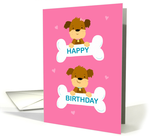 Happy Birthday Cute Dog Bones on Pink card (1945016)