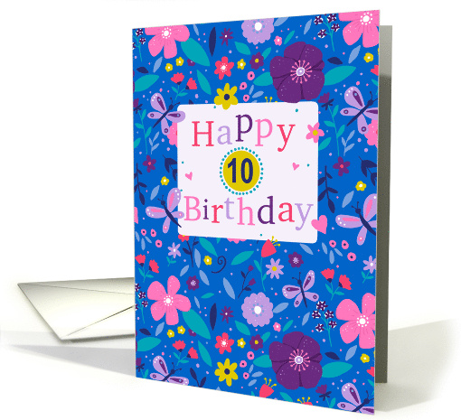 10th Birthday Modern Floral Text card (1946298)