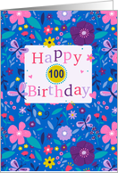 100th Birthday Modern Floral Text card