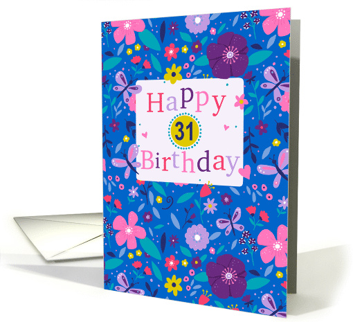 31st Birthday Modern Floral Text card (1947194)