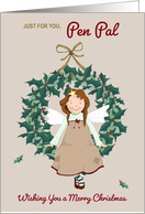 Pen Pal Christmas Angel Fairy Holly Wreath