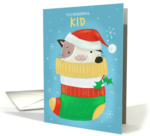 Kid Christmas Cute Cat in Stocking card (1954172)