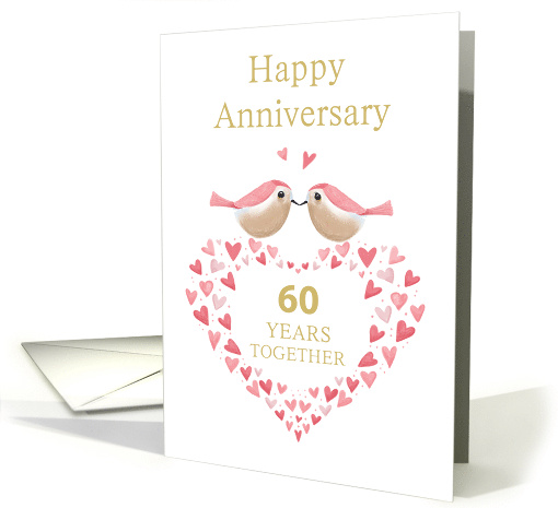 60th Wedding Anniversary Love Heart Birds card (1964772)