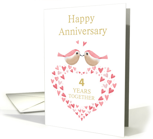 4th Wedding Anniversary Love Heart Birds card (1964794)