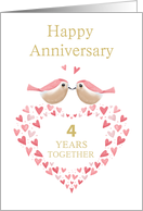 4th Wedding Anniversary Love Heart Birds