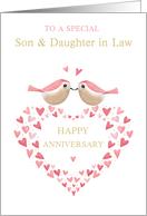 Son and Daughter in Law Anniversary Love Heart Birds card