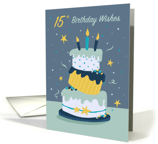 15th Birthday Wishes Quirky Fun Modern Cake card (1967772)