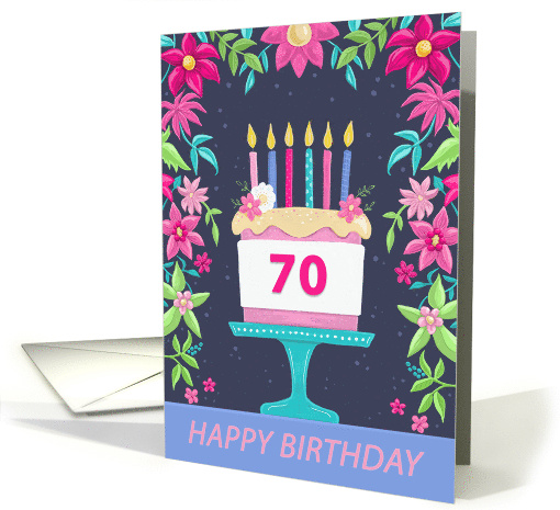 70th Happy Birthday Flowery Cake card (1974972)