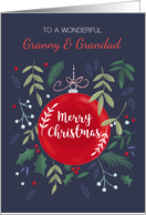 Granny and Grandad Christmas Red Ornament Berries card