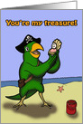 Pirate Parrot Finds Valentine Treasure card