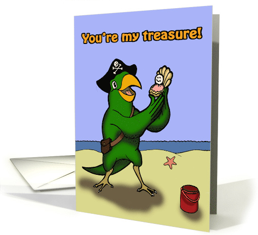 Pirate Parrot Finds Valentine Treasure card (1555200)