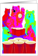 Invitation to an Adult Game Party with Pop Art Style Bears card