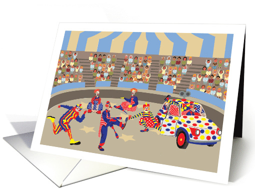 Circus Theme Birthday Wishes with Primary Colored Clowns... (1559194)