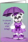 Adorable Teddy Bear Dressed in purple, Special Little Girl, Birthday card