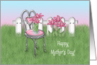 Mother’s Day from Daughter, with Pink Orchids, Vintage Ice Cream Chair card