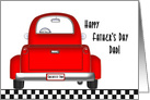 Father’s Day, from Son, Retro Red Truck with Black and White Checkers card