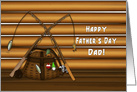 Father’s Day, from Son, Fishing Poles and Fishing Basket in Log Cabin card