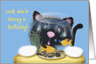 Birthday for a Girl or Boy, Kitty Looking Through a Fish Bowl card