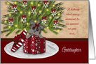 Merry Christmas Goddaughter Yorkie in a Present Under the Tree card
